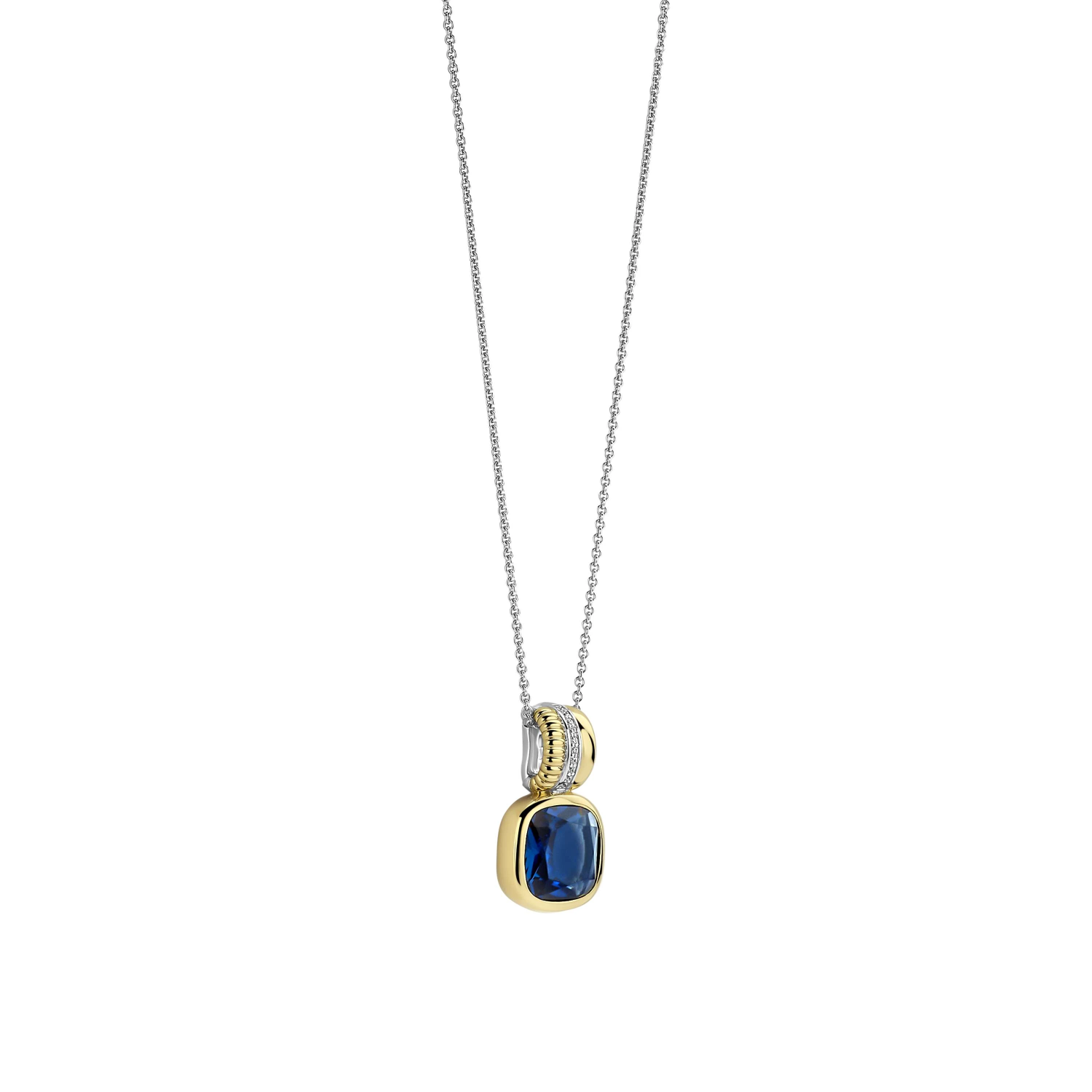 Blauwe Cushion Structure Ketting met hanger