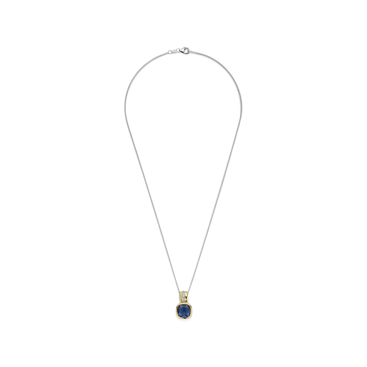 Blauwe Cushion Structure Ketting met hanger