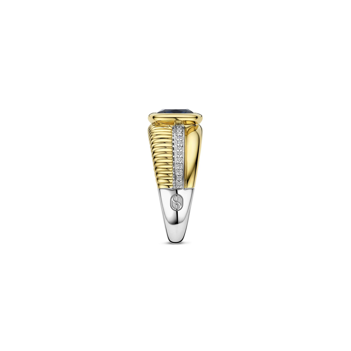 Blauwe Cushion Structure Ring