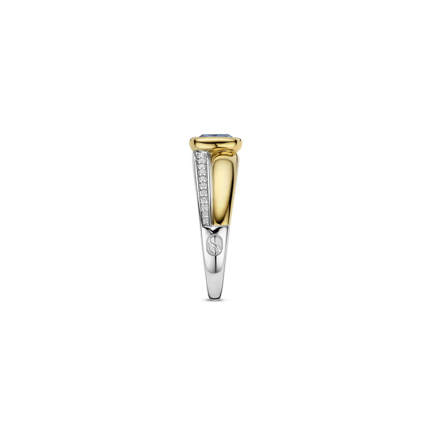 Blauwe Cushion Zirkonia Ring