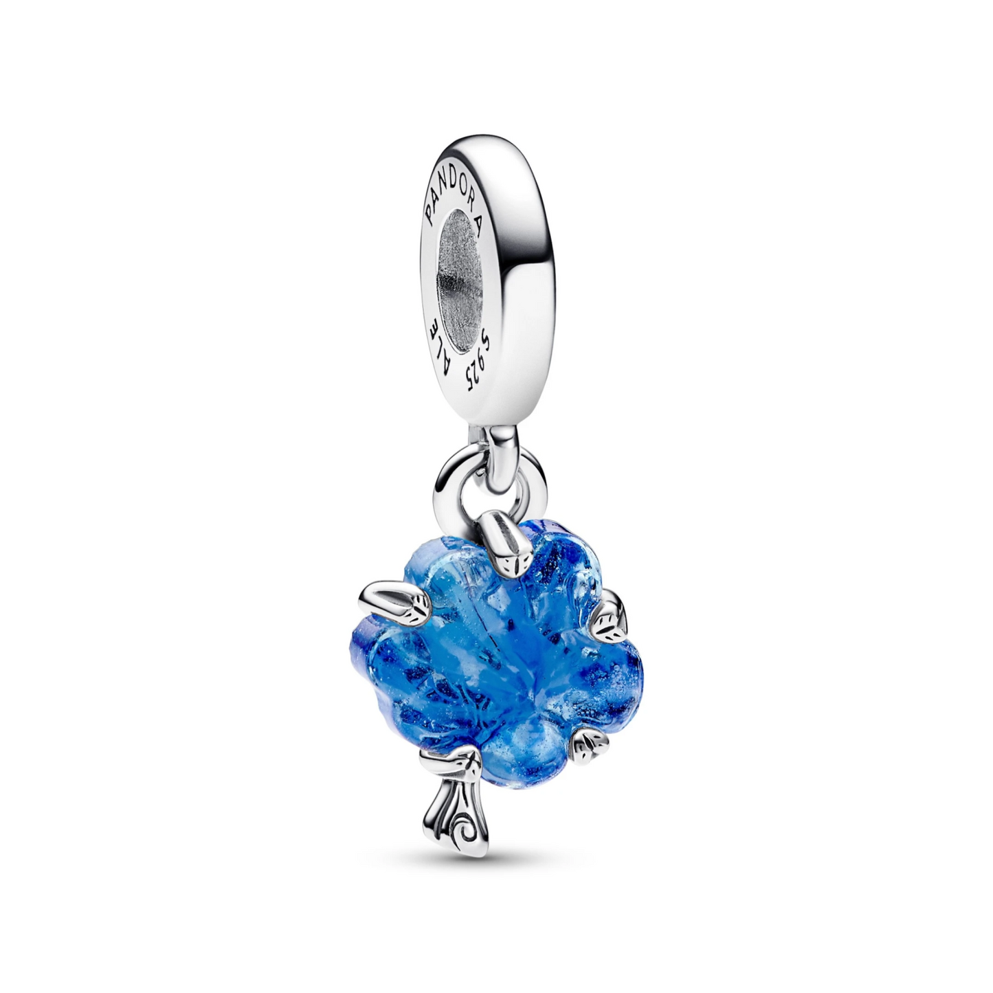Blauwe muranoglas stamboom hangende bedel