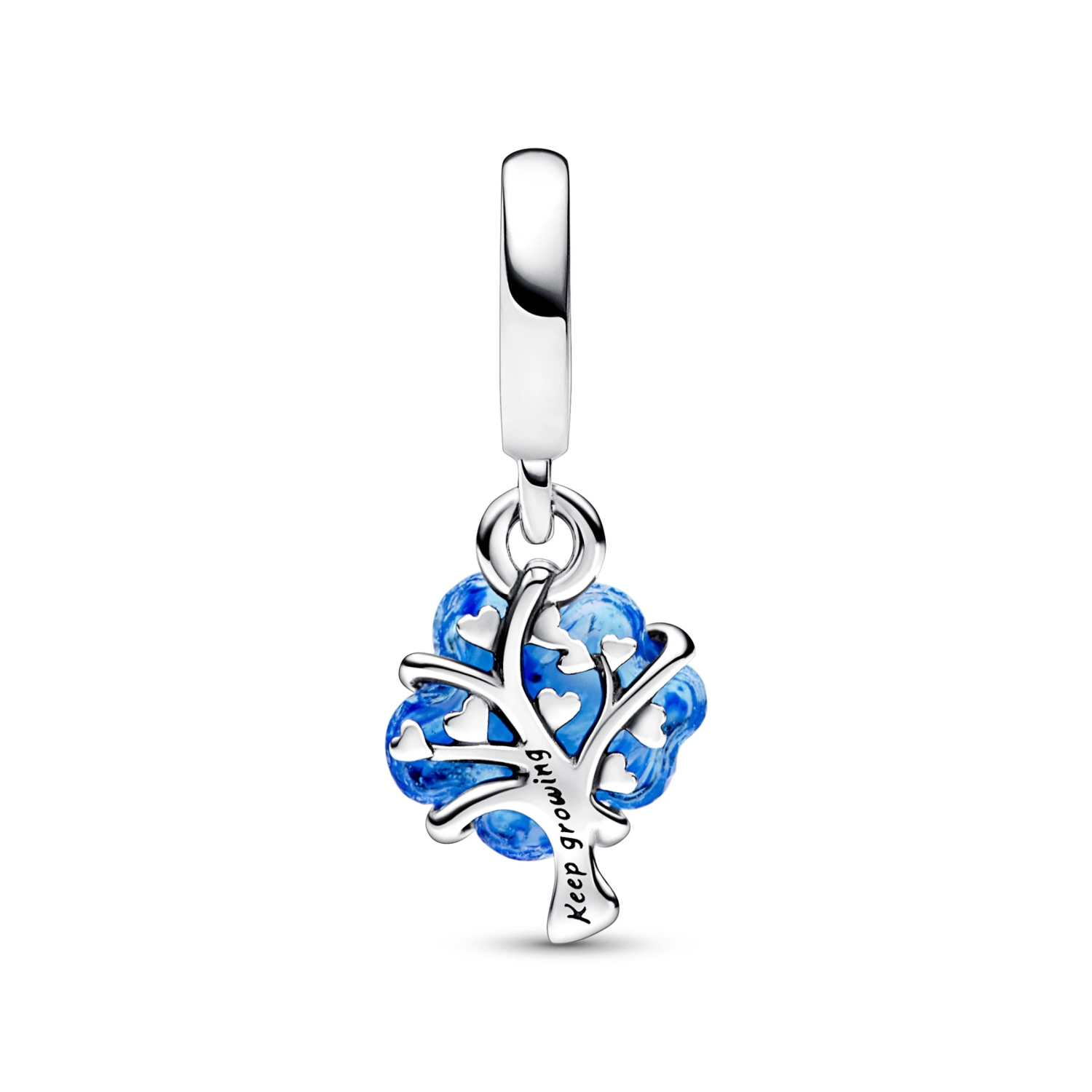 Blauwe muranoglas stamboom hangende bedel