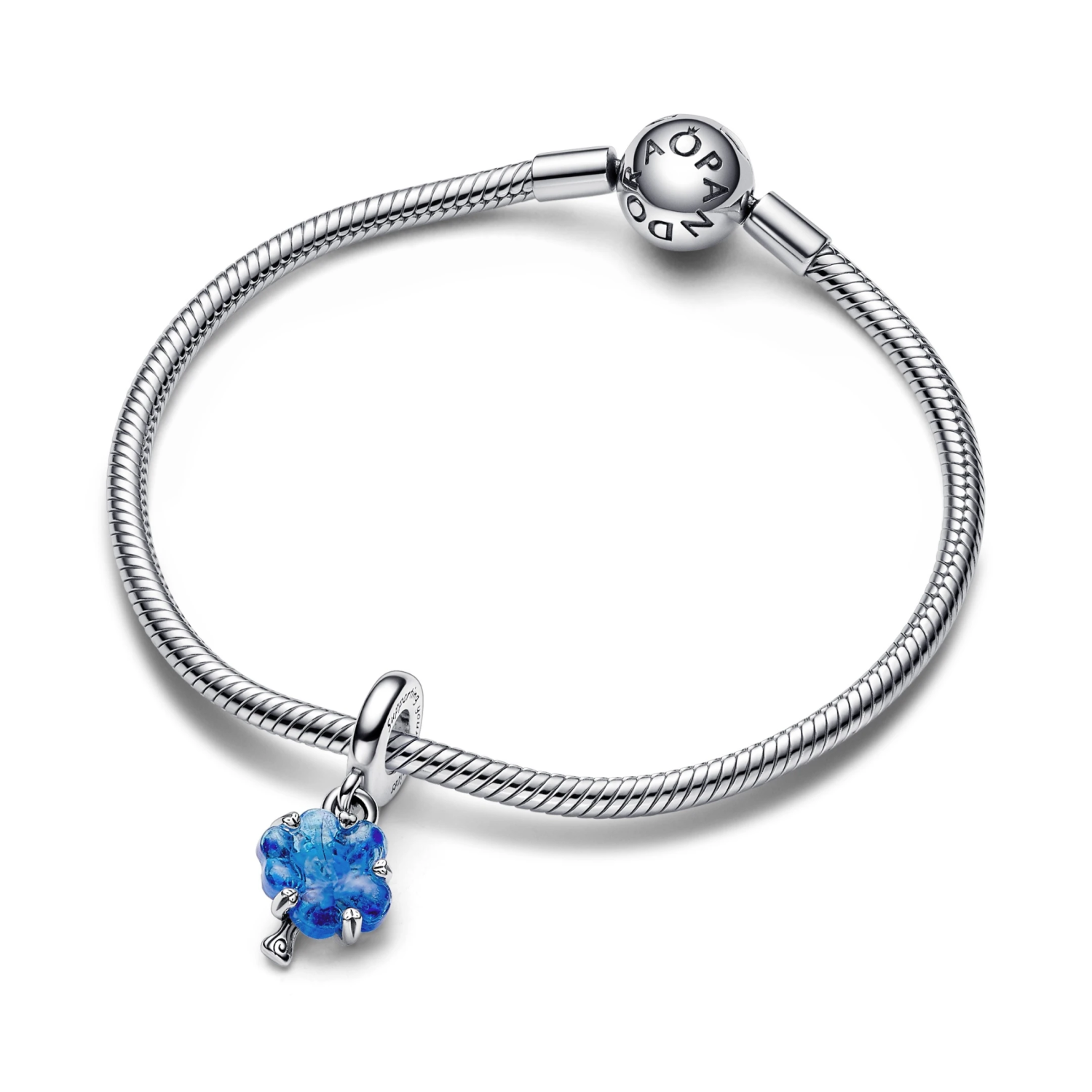 Blauwe muranoglas stamboom hangende bedel