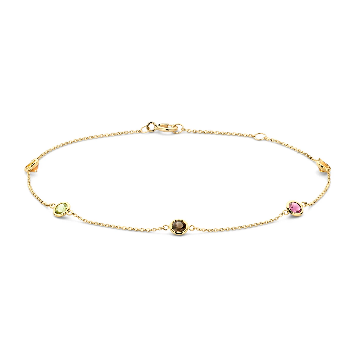 Blush Armband 2266YFC - Geelgoud (14k) met Citrien, Smokey quartz, Peridot en Rhodoliet