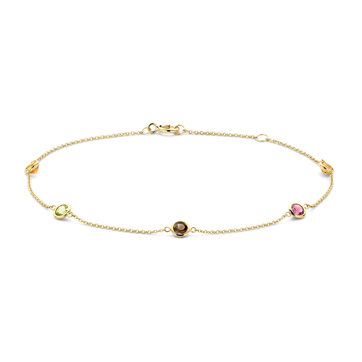 Blush Armband 2266YFC - Geelgoud (14k) met Citrien, Smokey quartz, Peridot en Rhodoliet