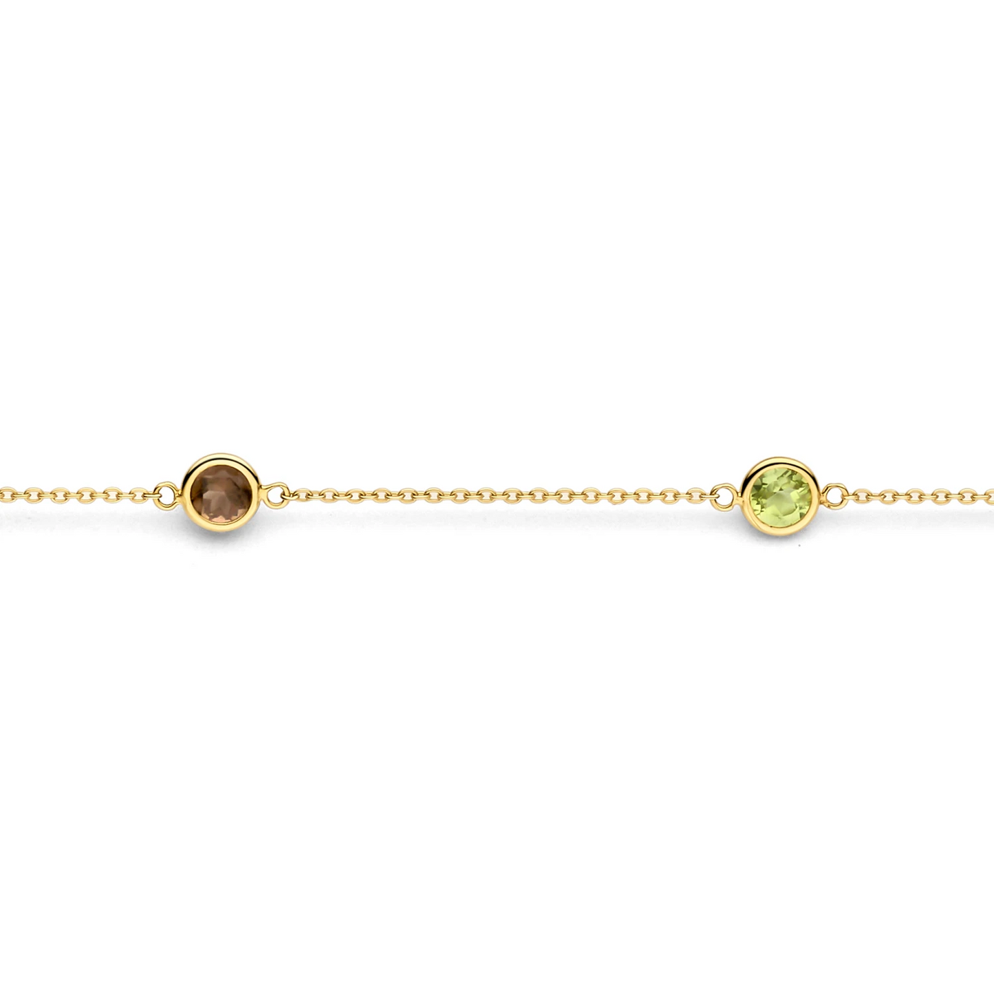 Blush Armband 2266YFC - Geelgoud (14k) met Citrien, Smokey quartz, Peridot en Rhodoliet