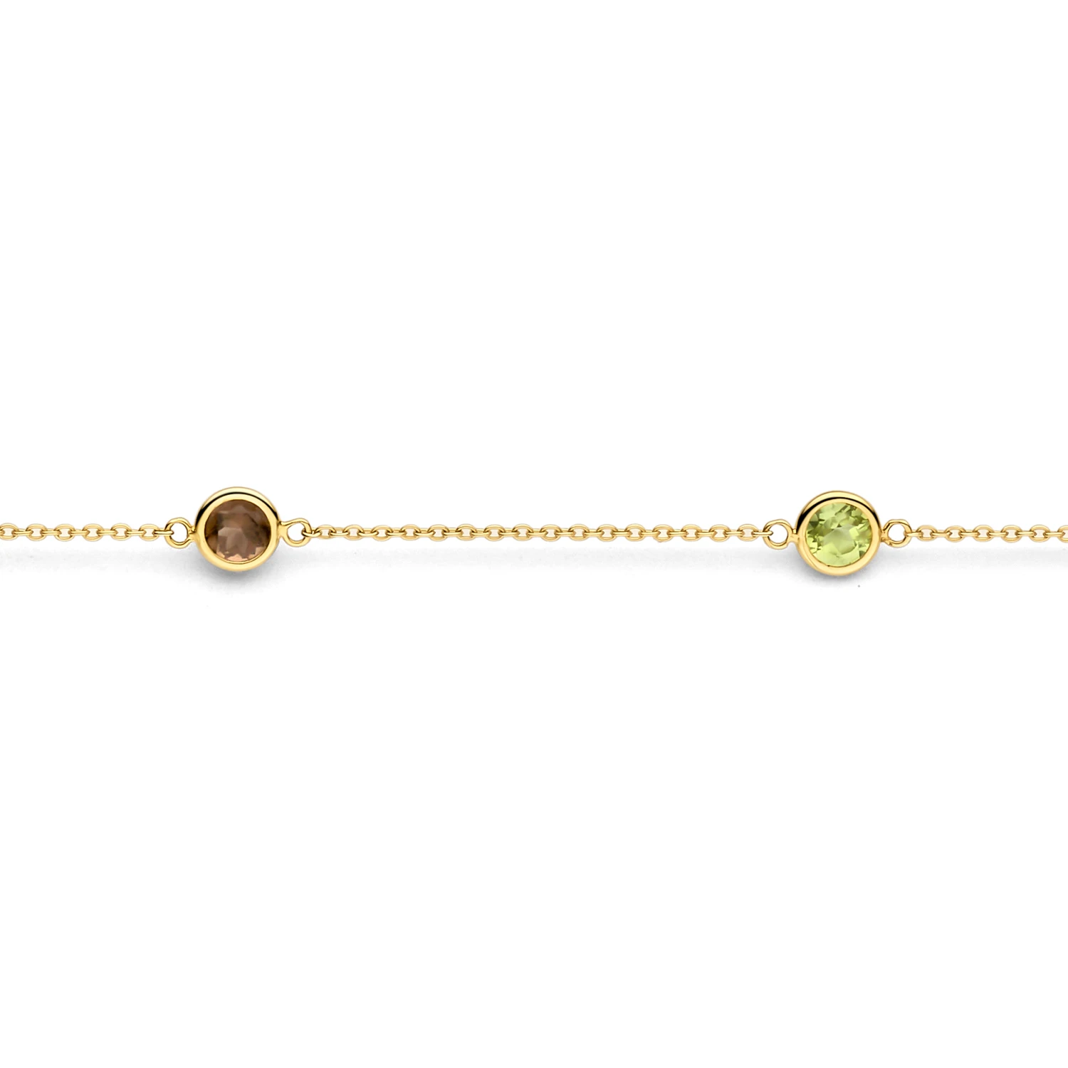 Blush Armband 2266YFC - Geelgoud (14k) met Citrien, Smokey quartz, Peridot en Rhodoliet