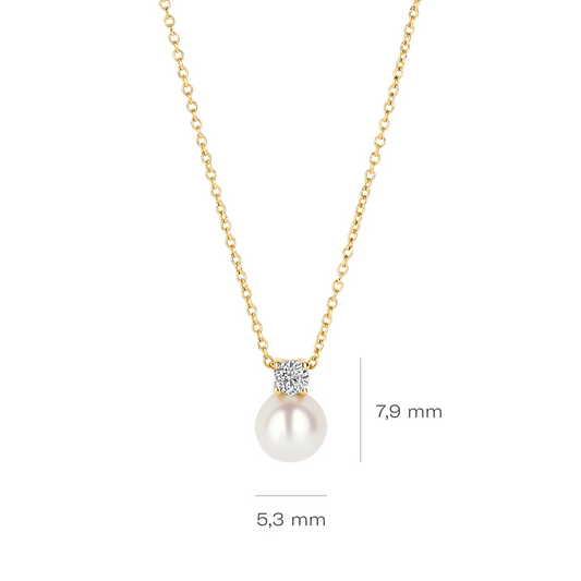 Blush Collier 3163YPW - Geelgoud (14k) met Parel en Zirkonia
