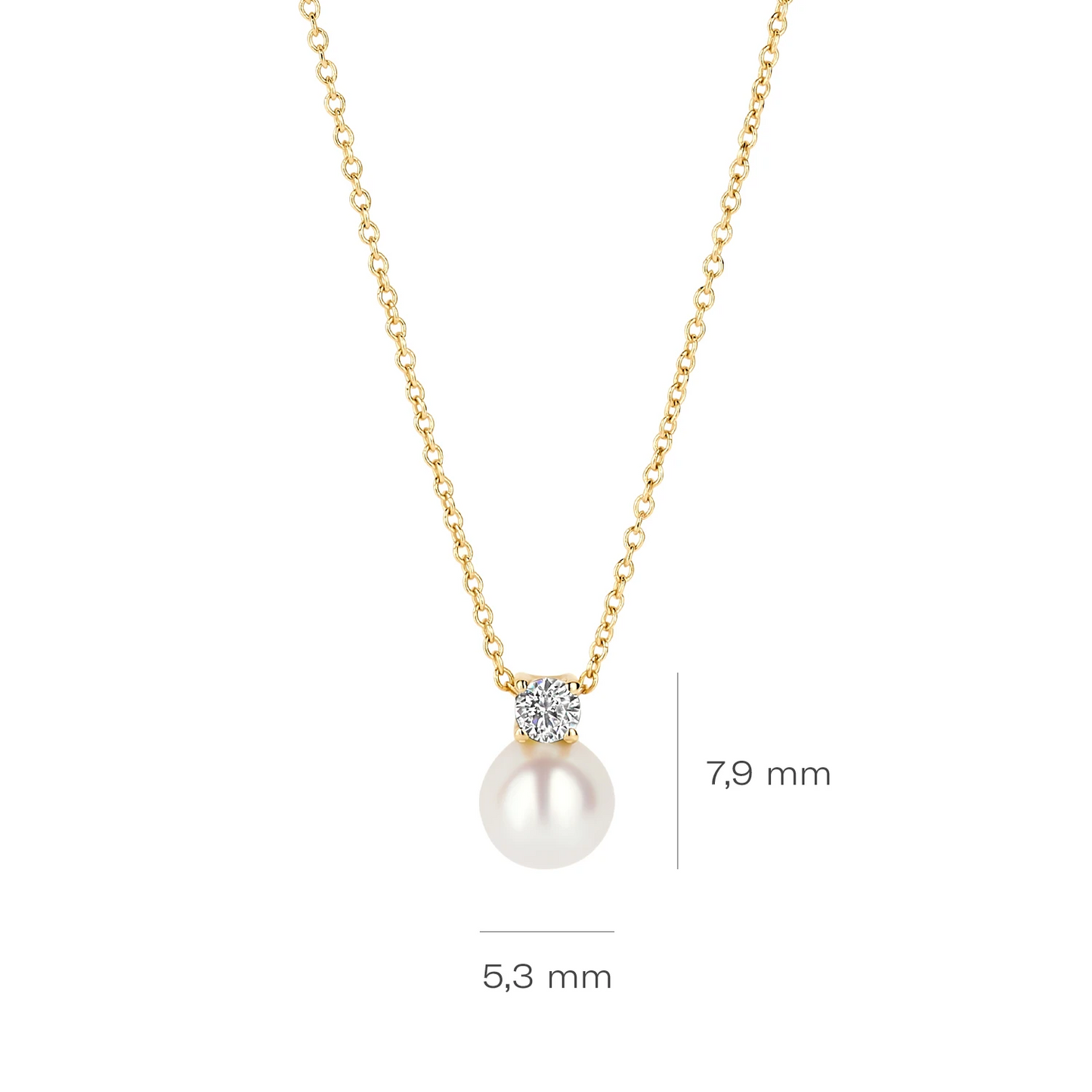 Blush Collier 3163YPW - Geelgoud (14k) met Parel en Zirkonia