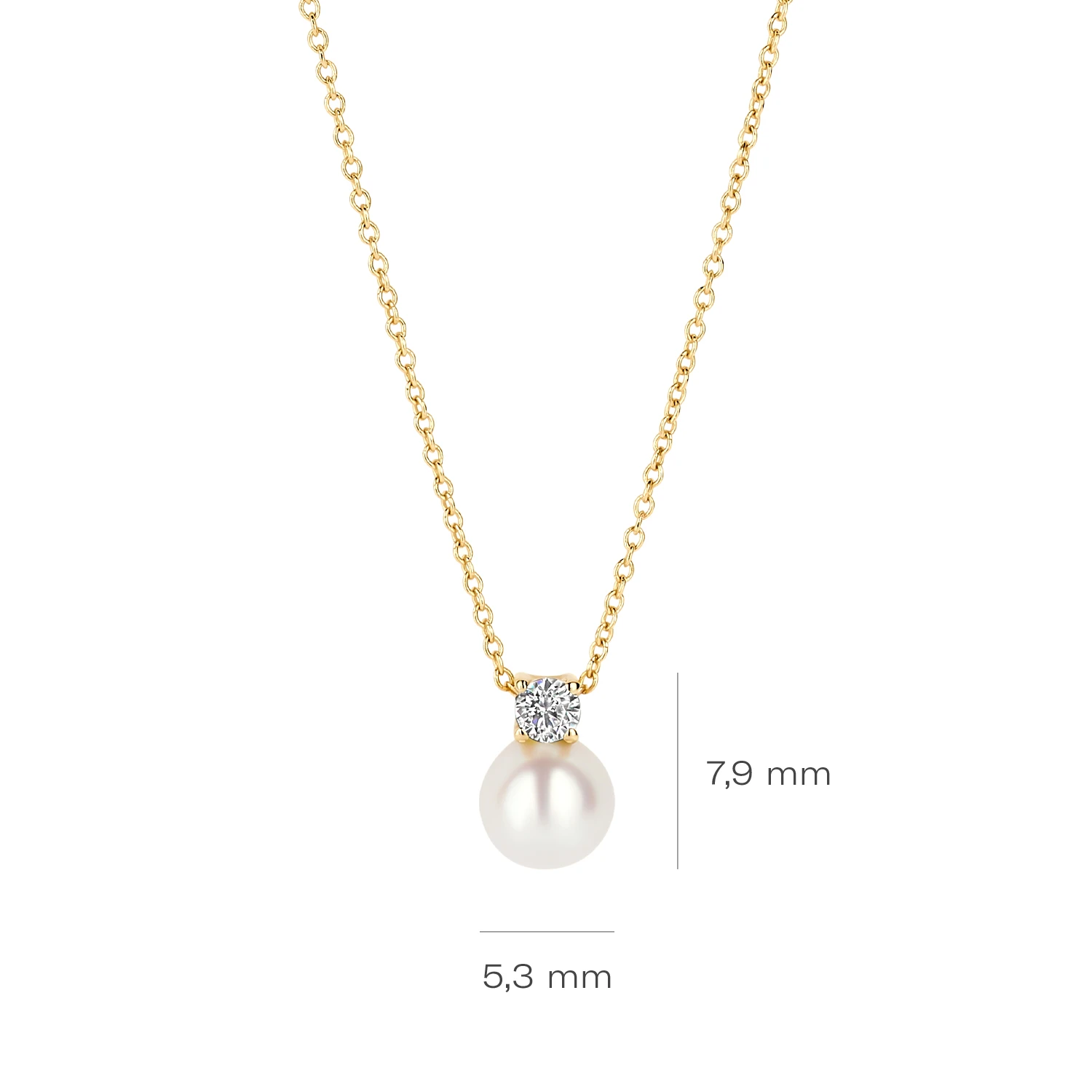 Blush Collier 3163YPW - Geelgoud (14k) met Parel en Zirkonia