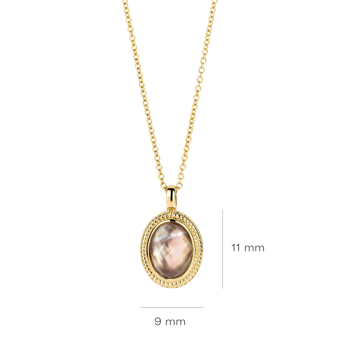 Blush Collier 3169YBQ - Geelgoud (14k) met Doublette van Black Mother of Pearl met Rock Crystal