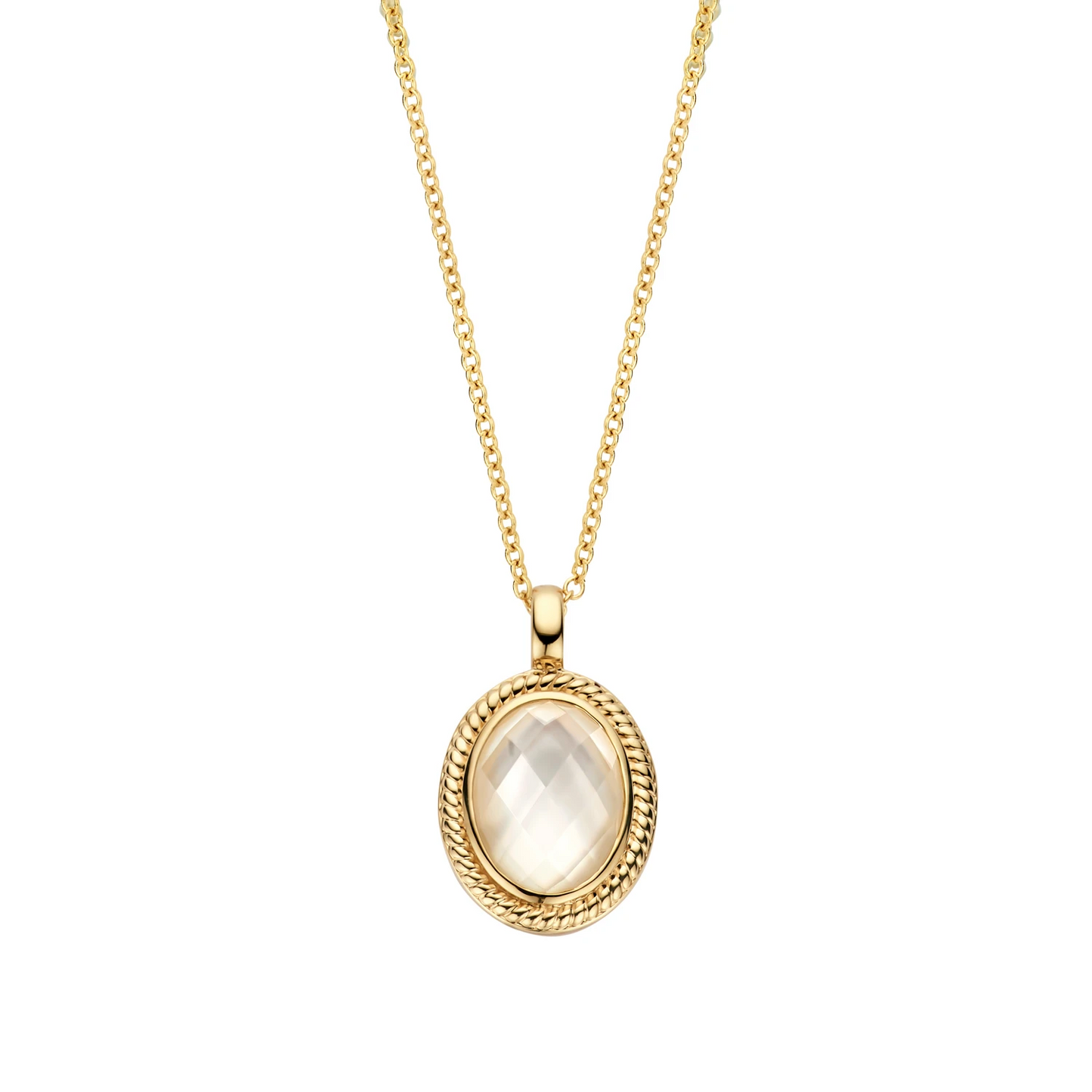 Blush Collier 3169YMQ - Geel Goud (14k) met Doublette van Mother of Pearl met Rock Crystal