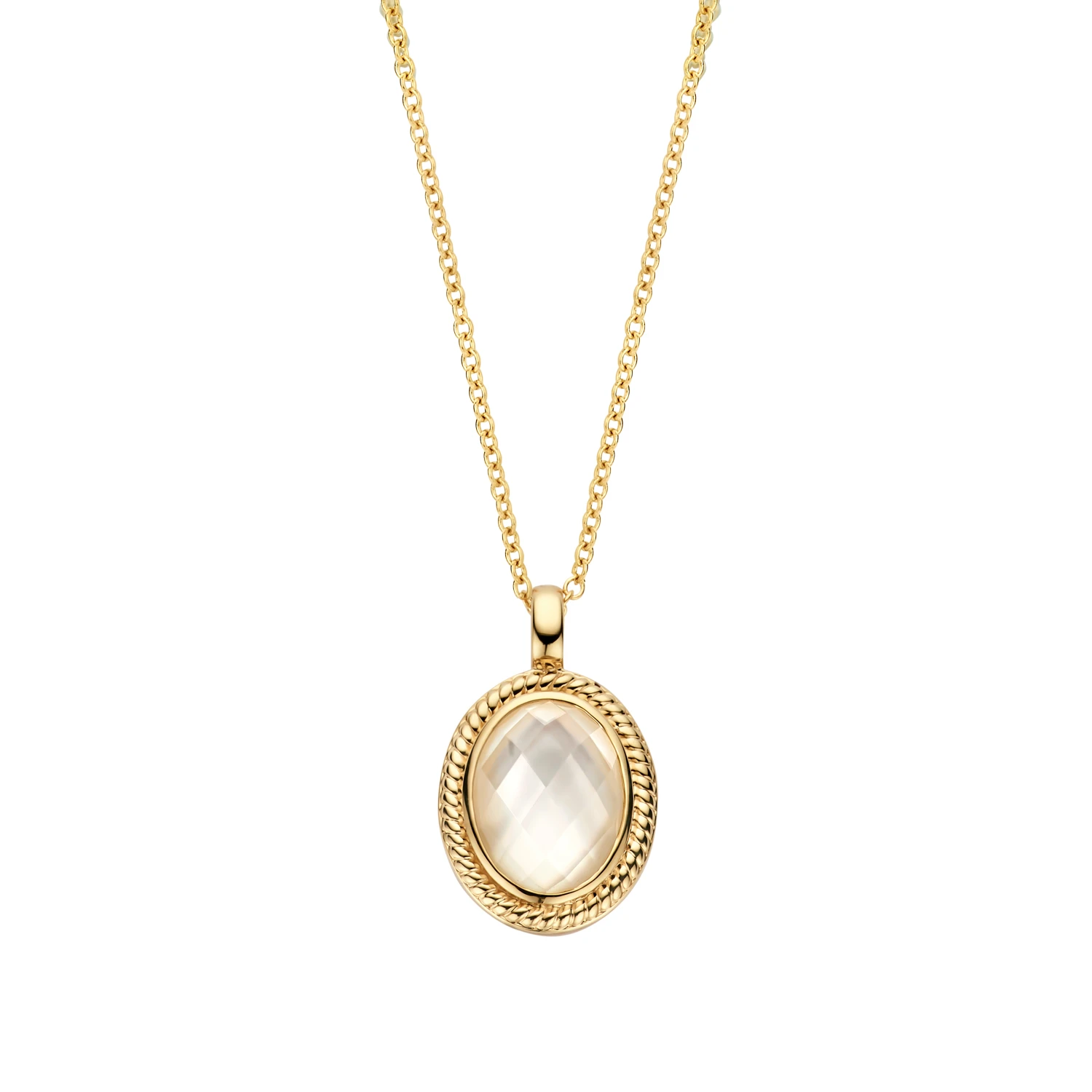 Blush Collier 3169YMQ - Geel Goud (14k) met Doublette van Mother of Pearl met Rock Crystal