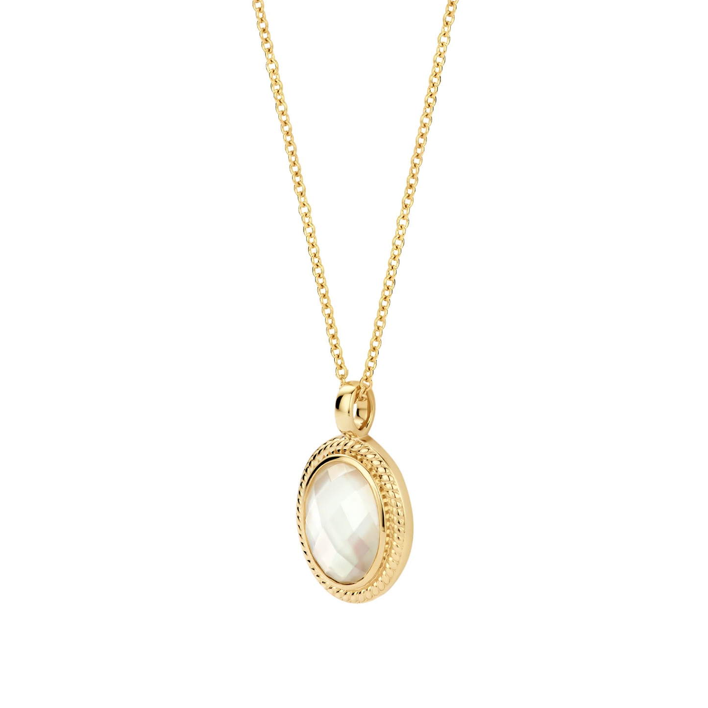 Blush Collier 3169YMQ - Geel Goud (14k) met Doublette van Mother of Pearl met Rock Crystal