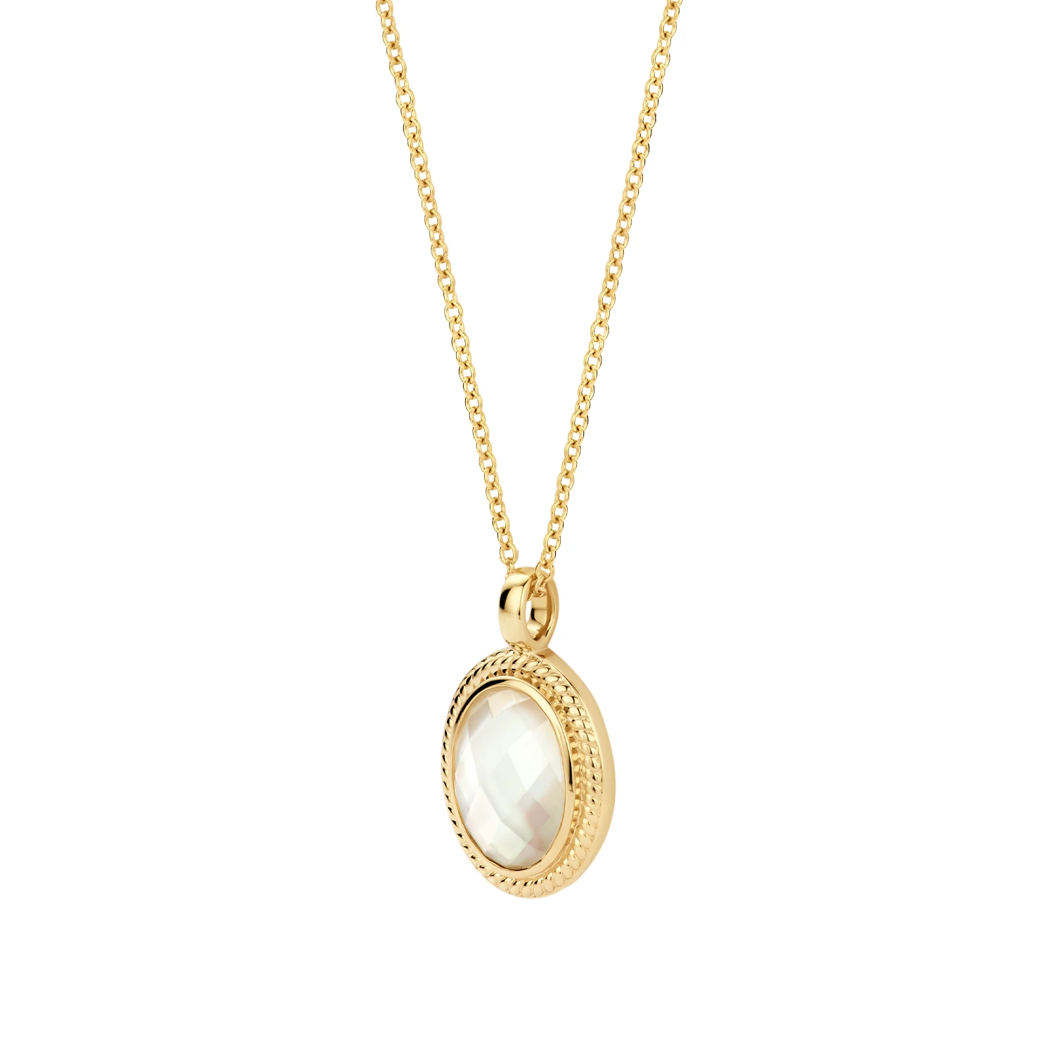 Blush Collier 3169YMQ - Geel Goud (14k) met Doublette van Mother of Pearl met Rock Crystal