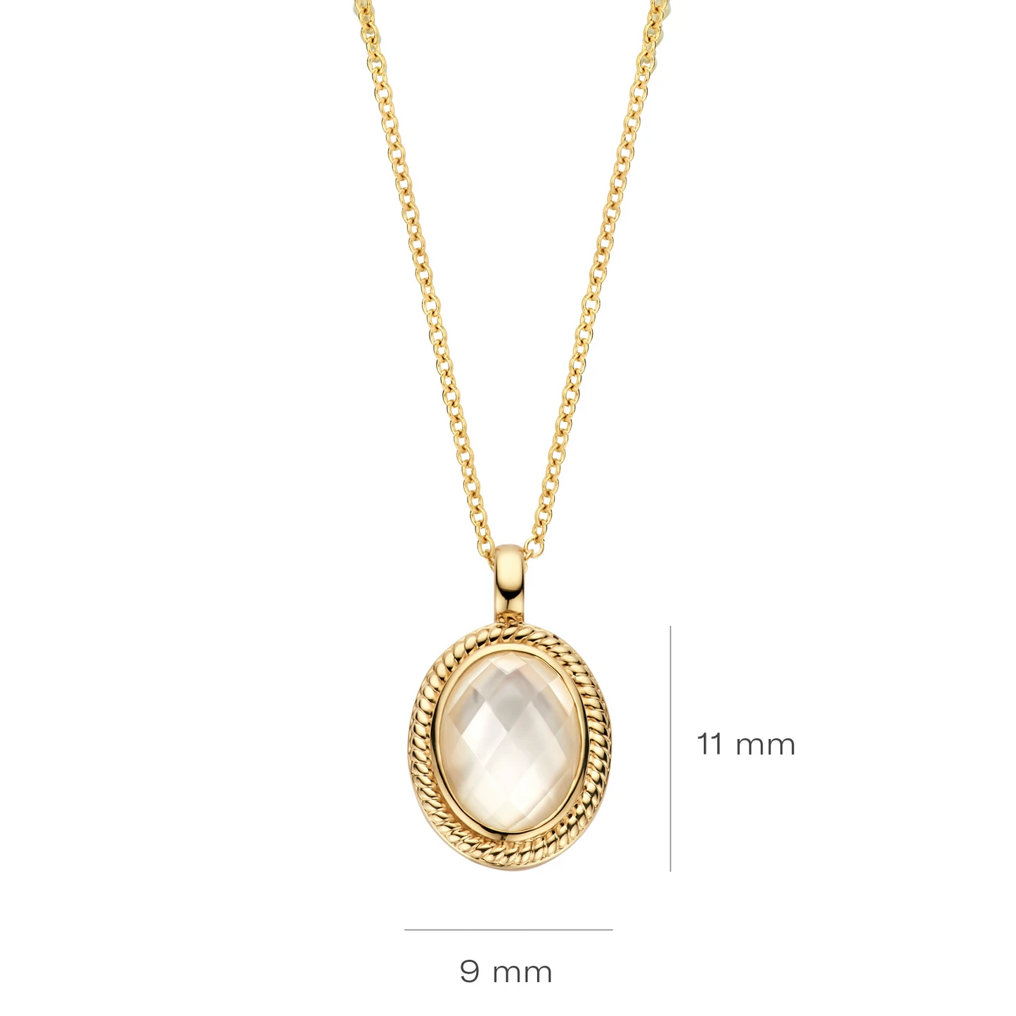 Blush Collier 3169YMQ - Geel Goud (14k) met Doublette van Mother of Pearl met Rock Crystal