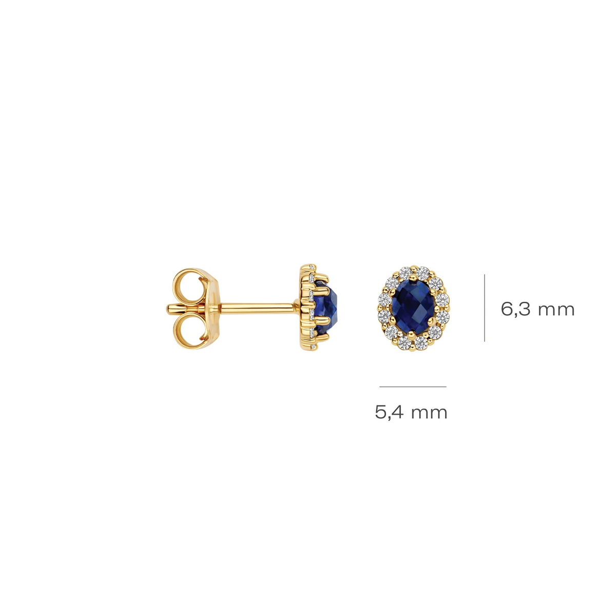 Blush Lab Diamonds Oorknoppen LG7038Y – Geelgoud (14k) met Lab grown Diamant en Lab Grown Saffier