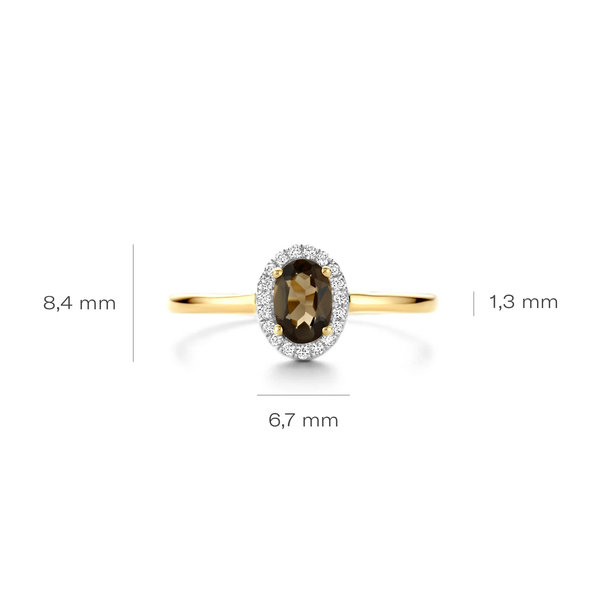 Blush Natural Diamonds Ring 1661YDS - Geelgoud (14k) met Diamant en Smokey Quartz