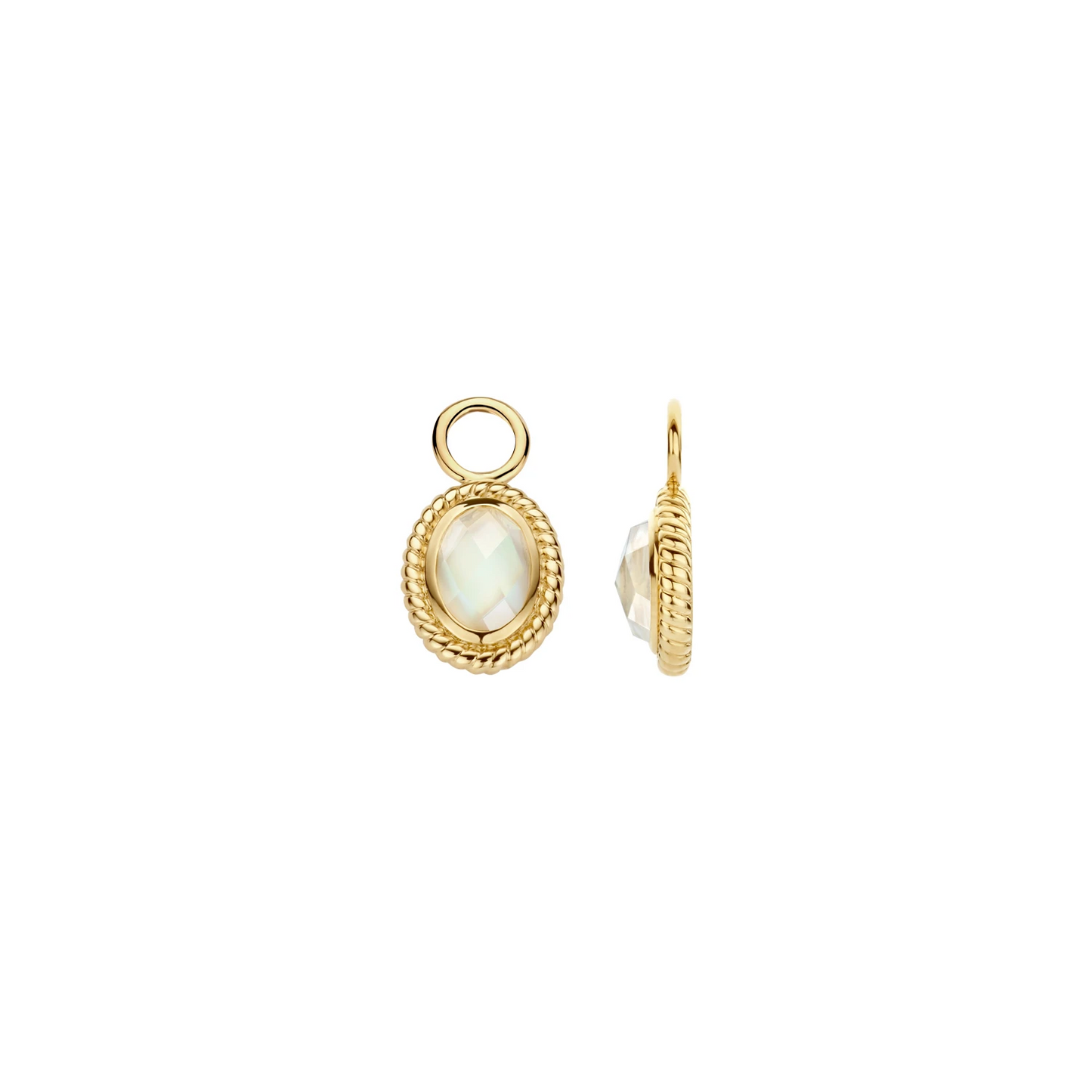 Blush Oorhangers 9091YMQ - Geel Goud (14k) met Doublette van Mother of Pearl met Rock Crystal