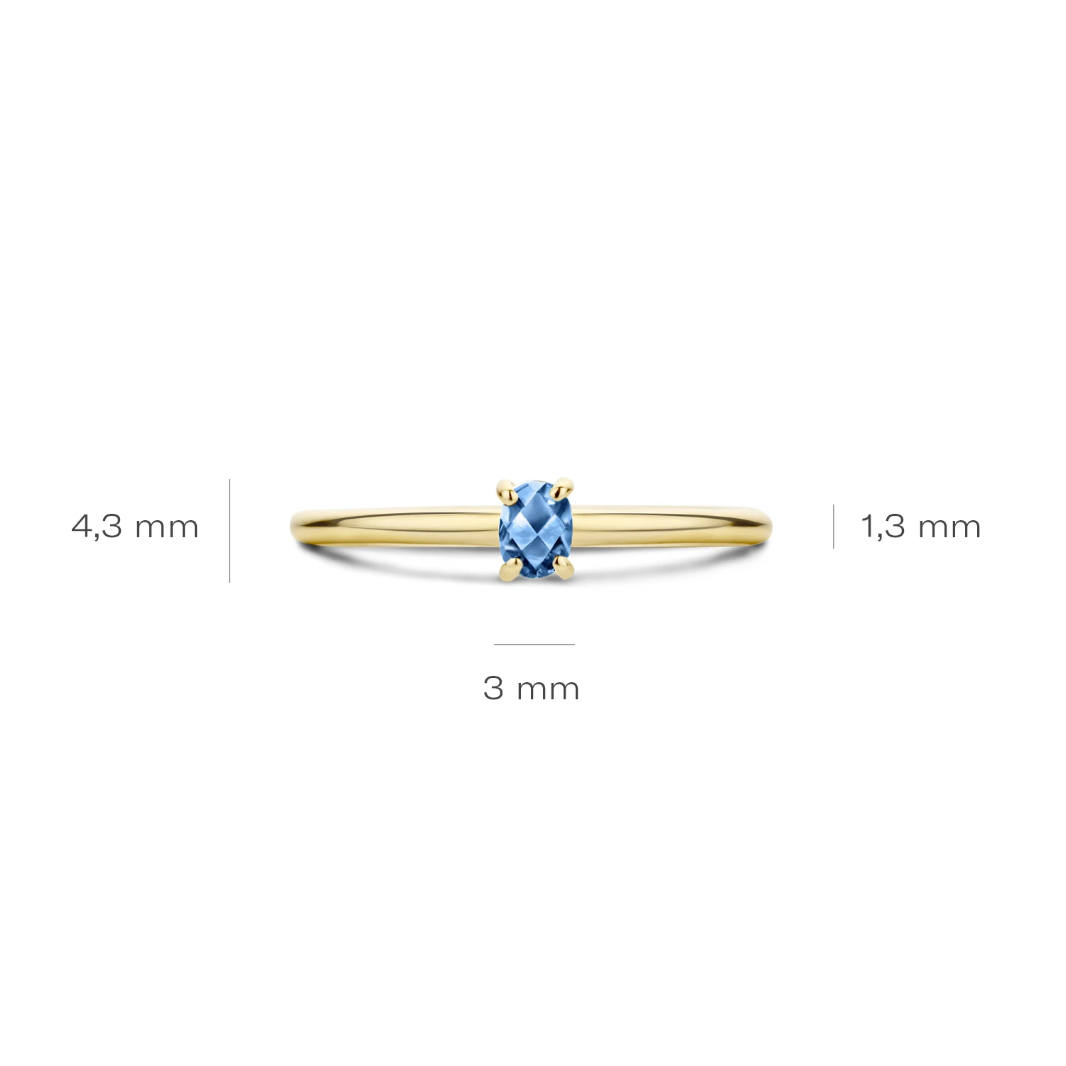 Blush Ring 1204YLB - Geel Goud met Blue Topas (14k)
