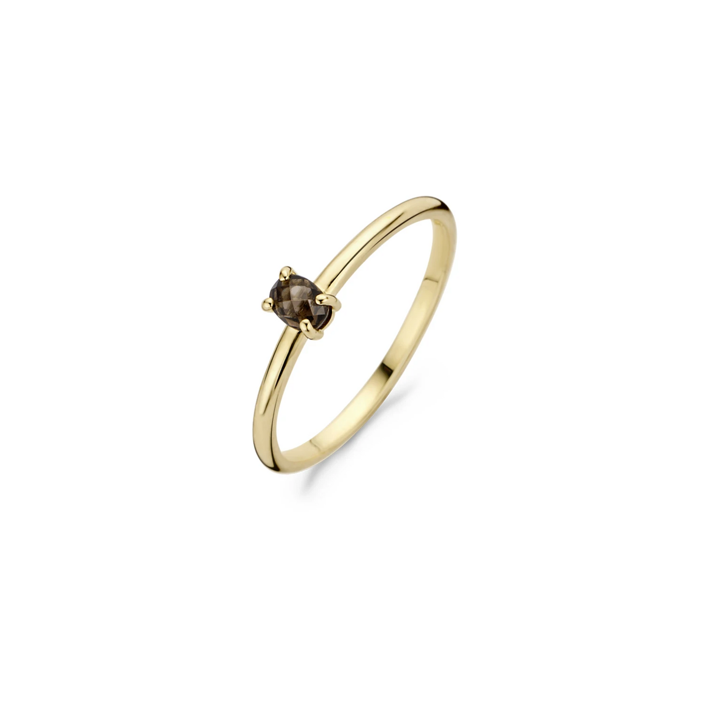 Blush Ring 1204YSQ - Geel Goud met Smokey Quartz (14k)