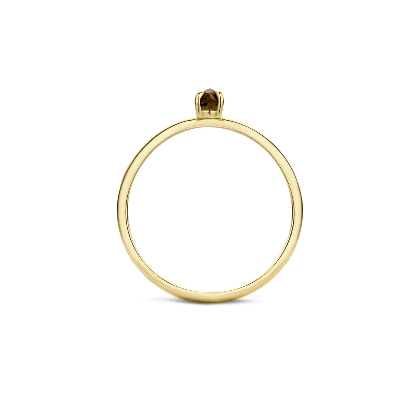 Blush Ring 1204YSQ - Geel Goud met Smokey Quartz (14k)
