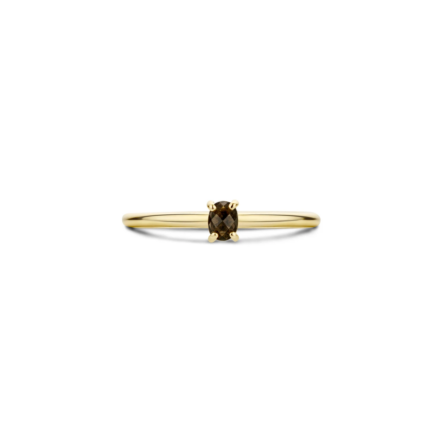 Blush Ring 1204YSQ - Geel Goud met Smokey Quartz (14k)
