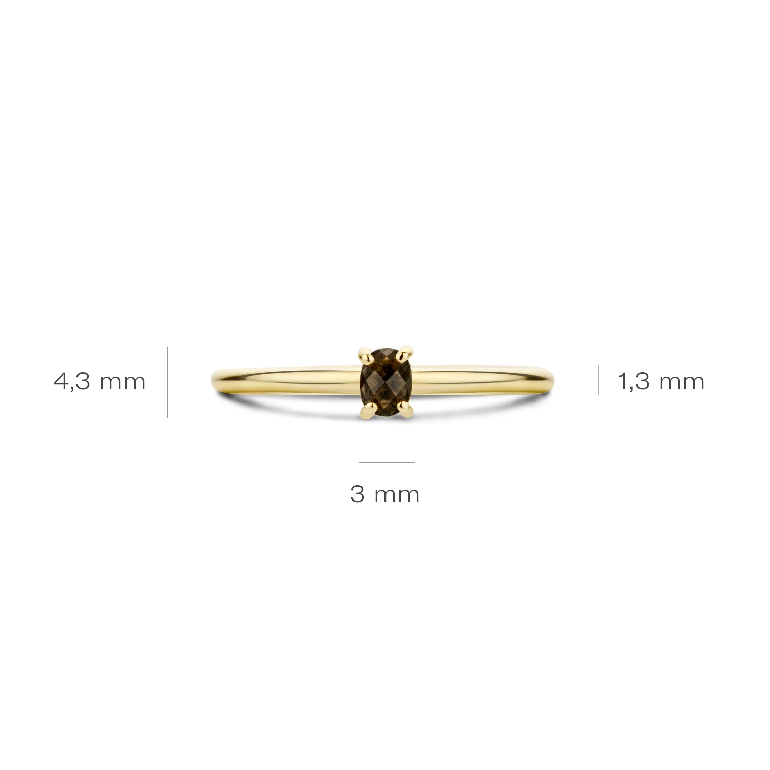 Blush Ring 1204YSQ - Geel Goud met Smokey Quartz (14k)