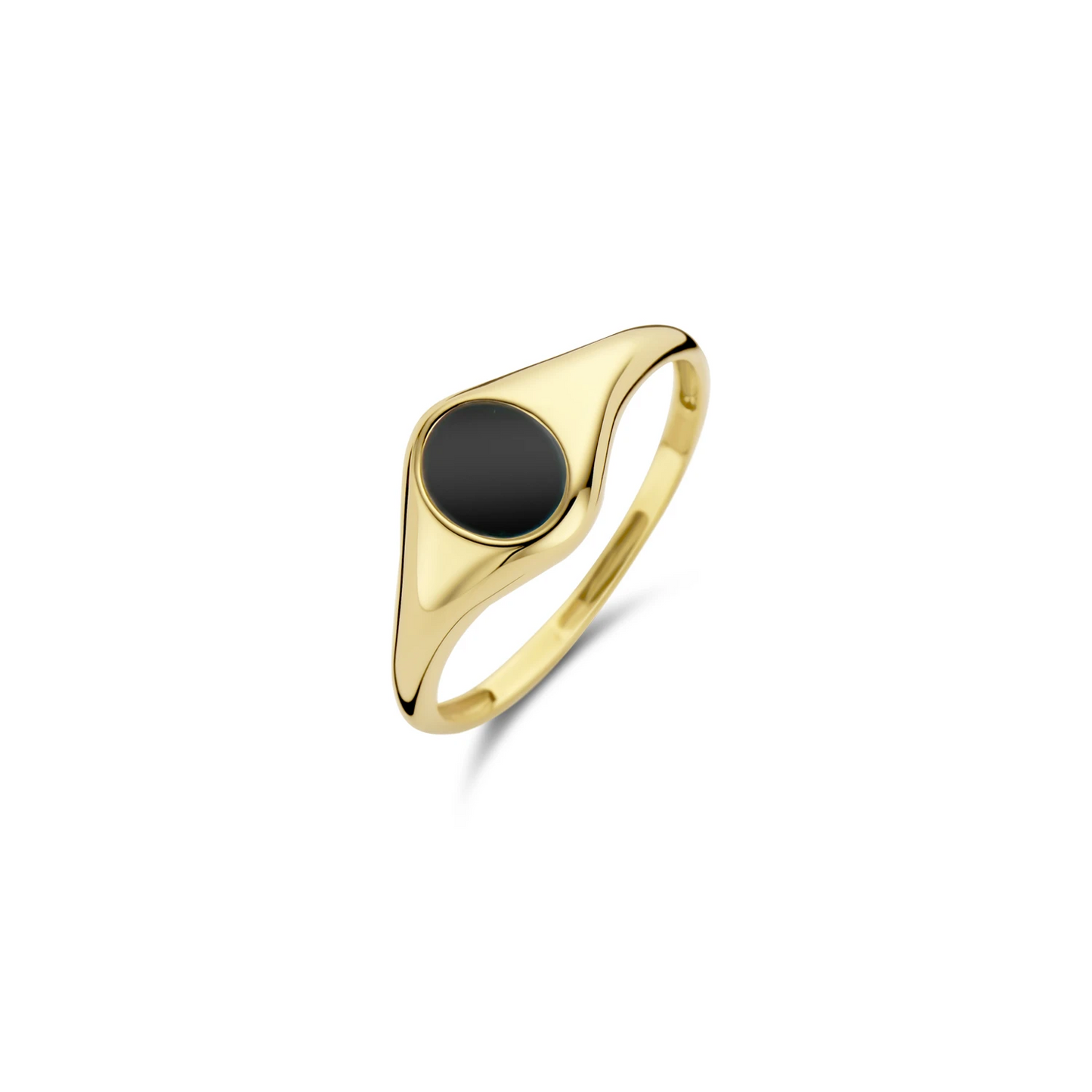 Blush Ring 1219YON - Geel Goud met Zwarte Onyx(14k)