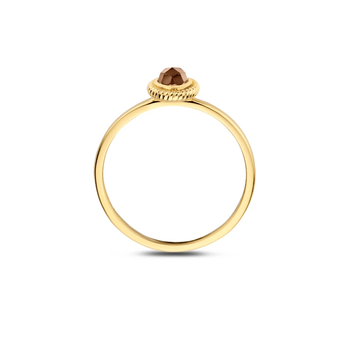 Blush Ring 1239YBQ - Geel Goud (14k) met Doublette van Black Mother of Pearl met Rock Crystal