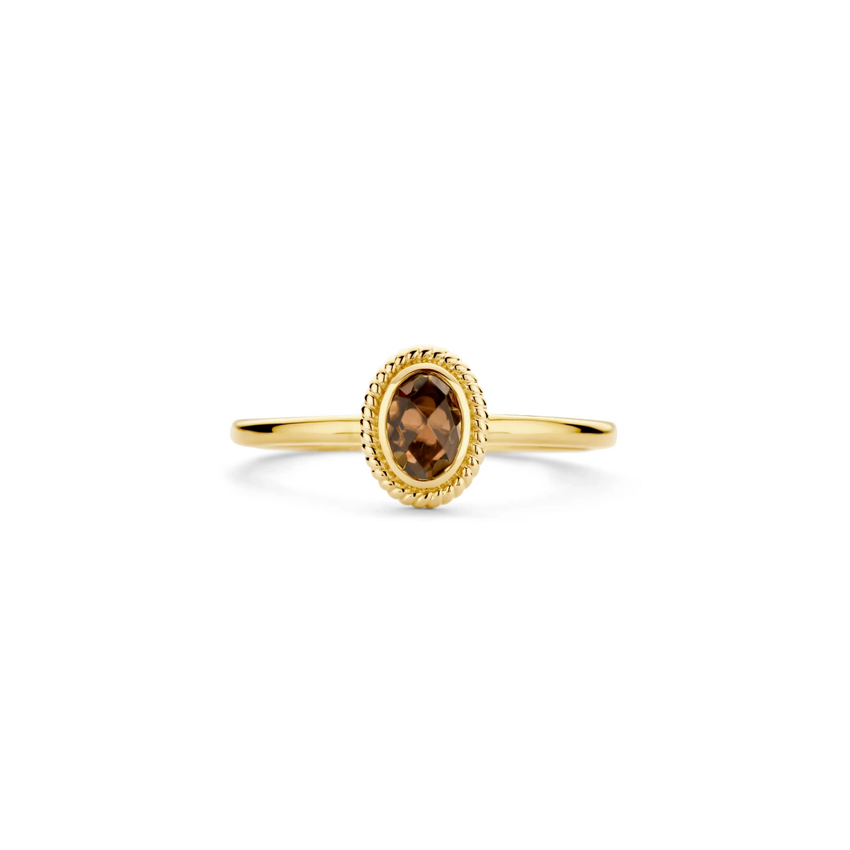 Blush Ring 1239YBQ - Geel Goud (14k) met Doublette van Black Mother of Pearl met Rock Crystal
