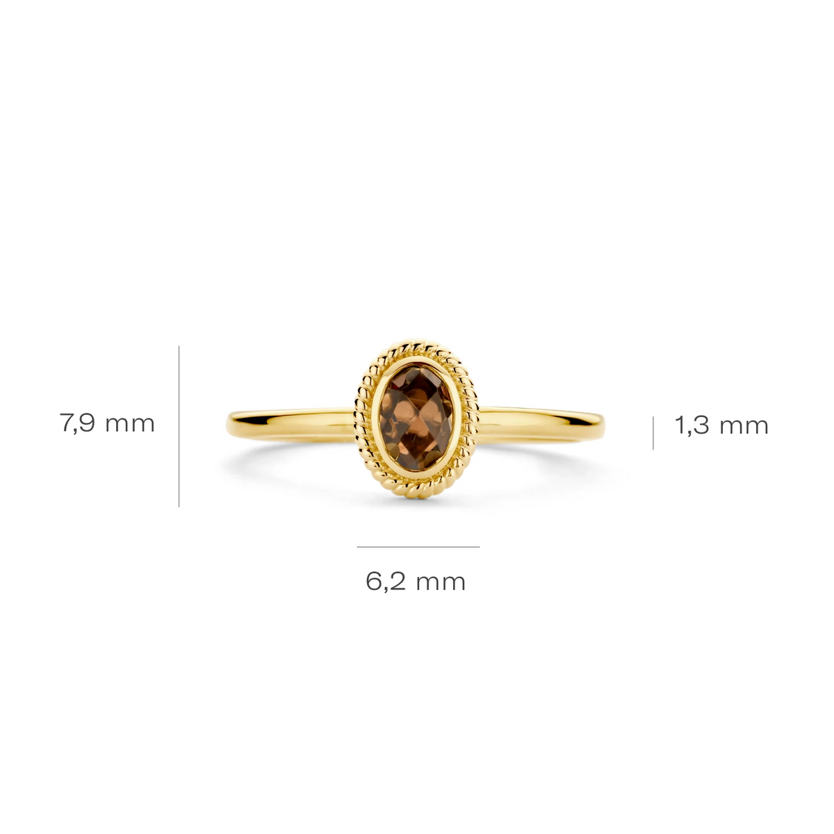 Blush Ring 1239YBQ - Geel Goud (14k) met Doublette van Black Mother of Pearl met Rock Crystal