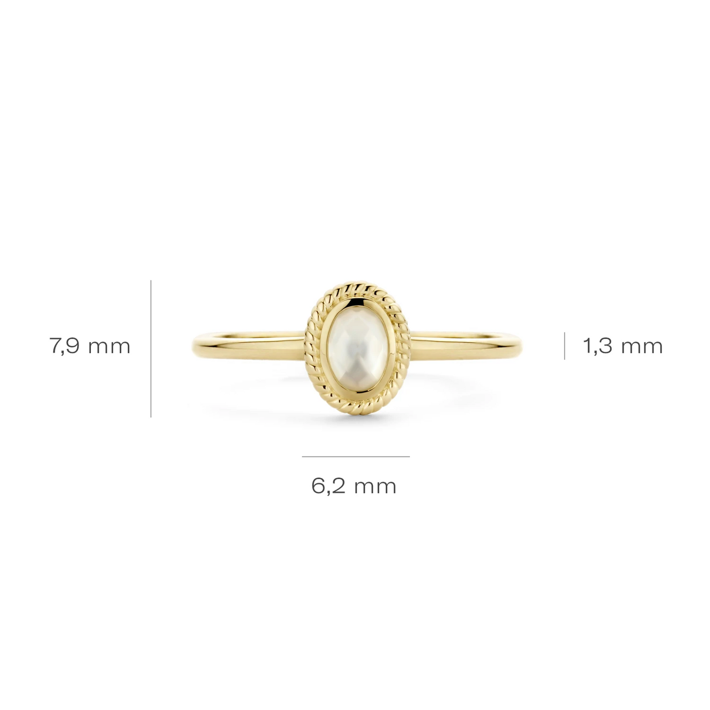 Blush Ring 1239YMQ - Geel Goud met Doublette van Mother of Pearl met Rock Crystal (14k)