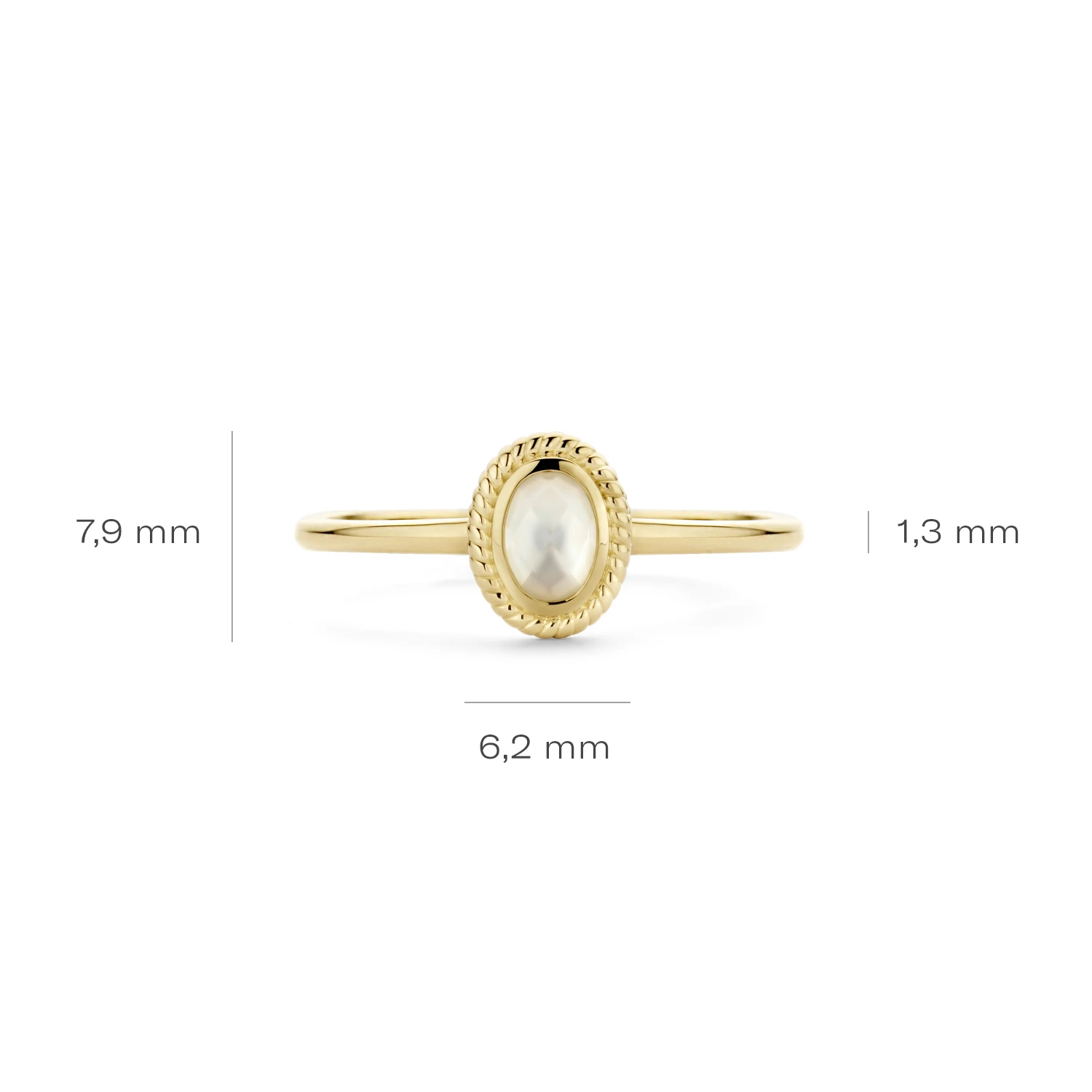 Blush Ring 1239YMQ - Geel Goud met Doublette van Mother of Pearl met Rock Crystal (14k)