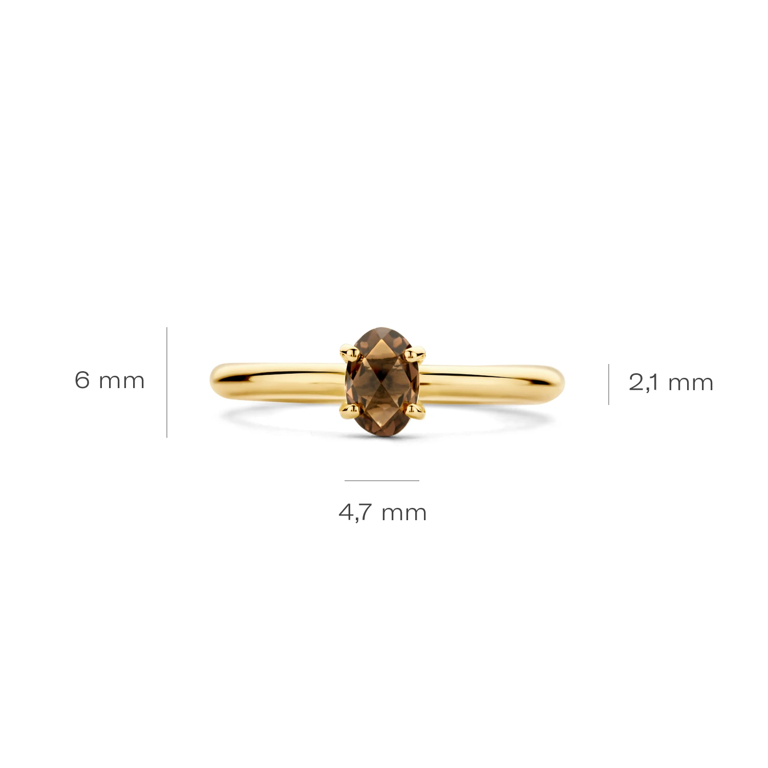 Blush Ring 1242YSQ -  Geel Goud (14k) met Smokey Quartz