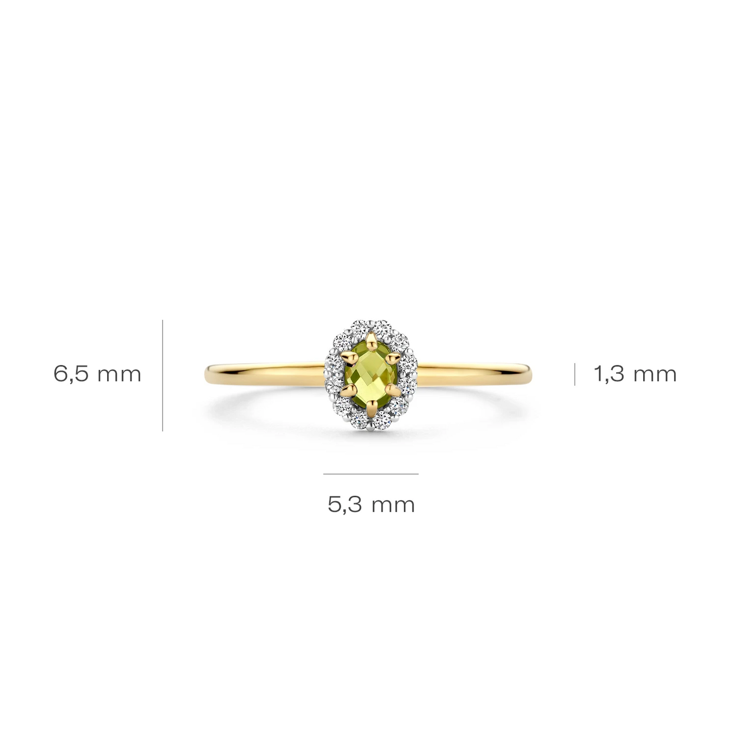 Blush Ring 1258YGP - Geelgoud (14k) met Peridot en Zirkonia