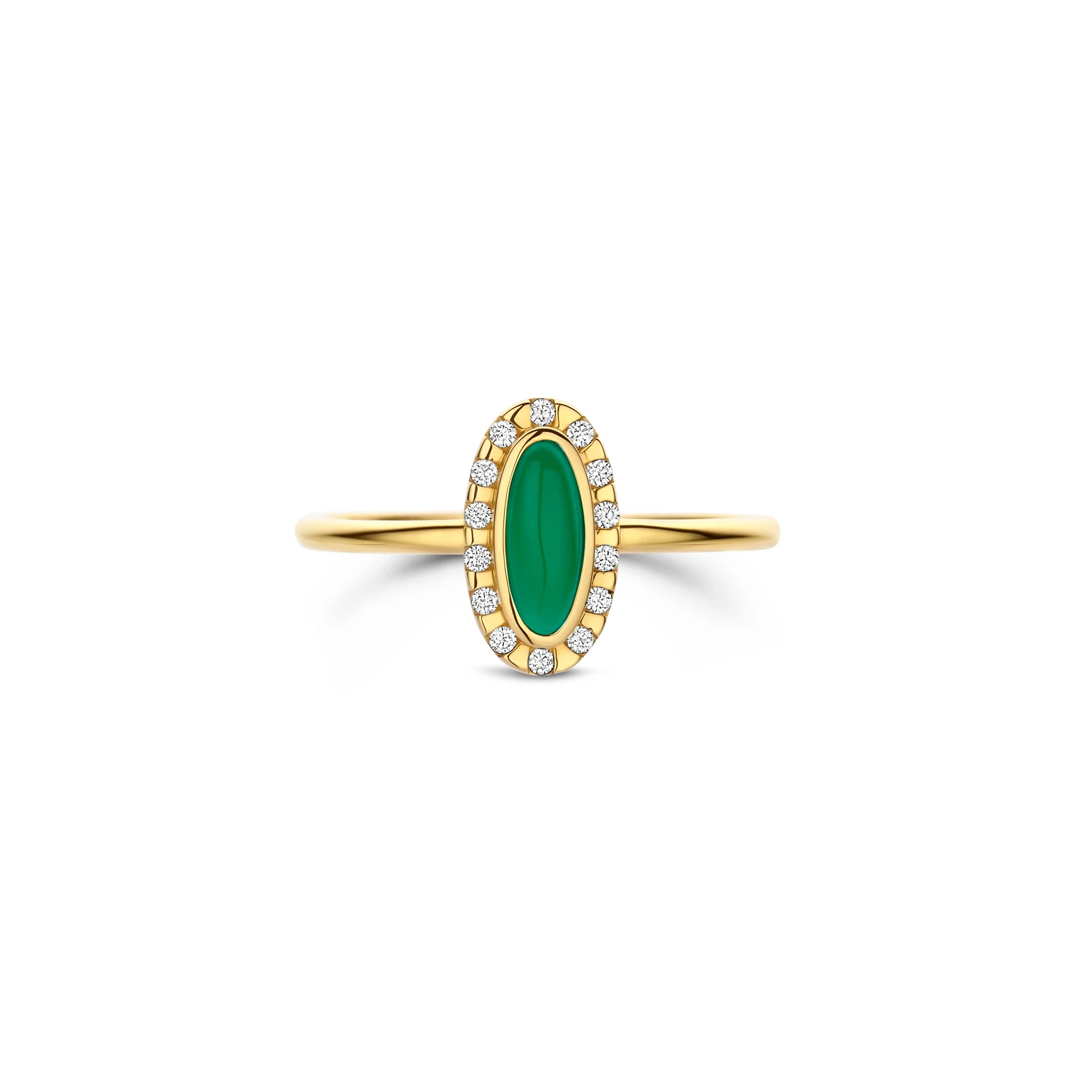 Blush Ring 1266YGA - Geelgoud (14k) met Groene Agaat
