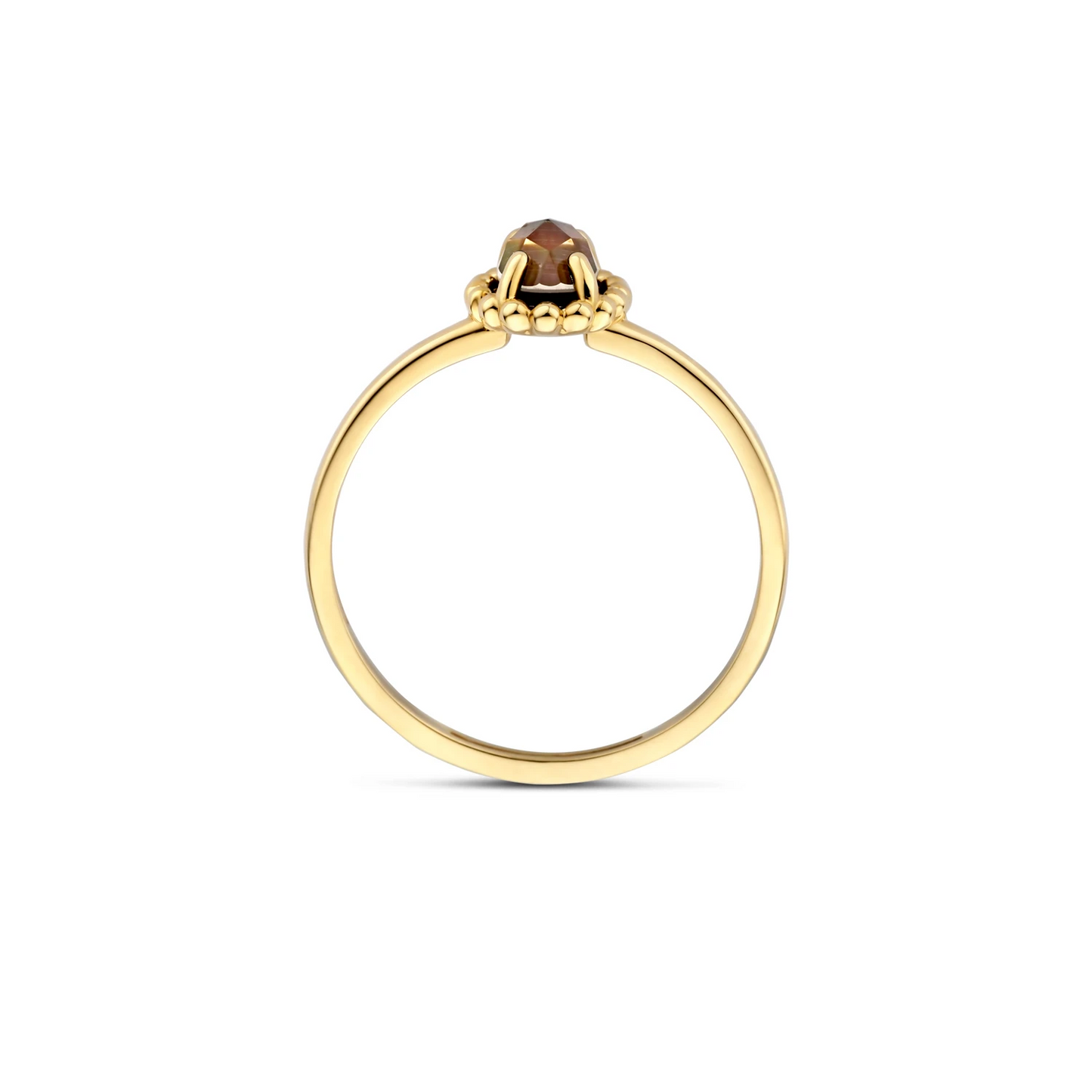 Blush Ring 1272YBQ - Geelgoud (14k) met Black Mother of Pearl en Rock Crystal