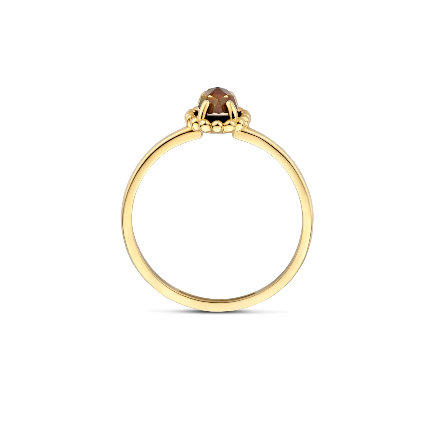 Blush Ring 1272YBQ - Geelgoud (14k) met Black Mother of Pearl en Rock Crystal