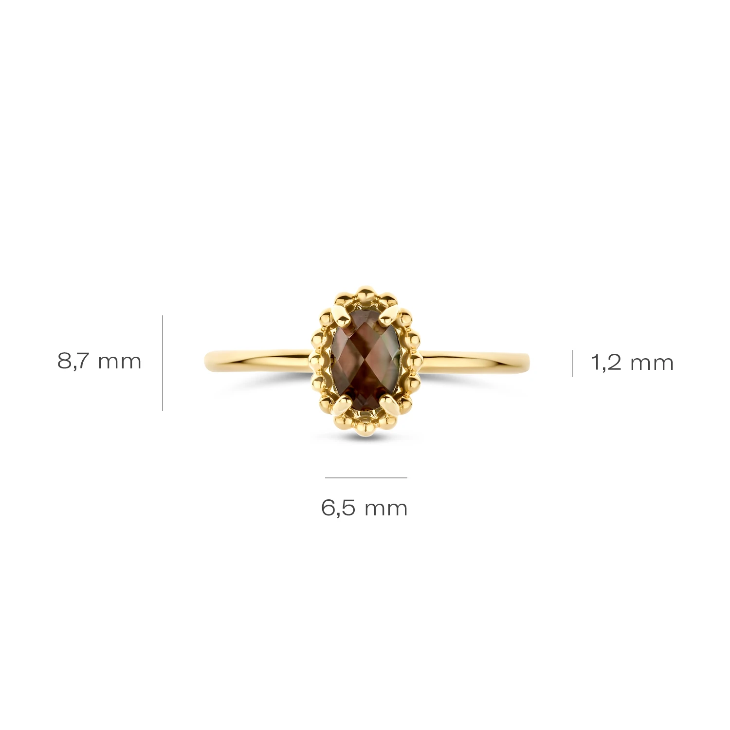 Blush Ring 1272YBQ - Geelgoud (14k) met Black Mother of Pearl en Rock Crystal