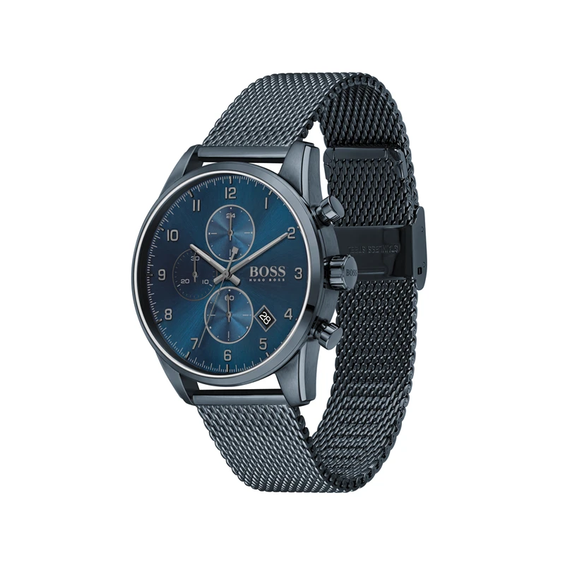 BOSS HB1513836 SKYMASTER  Horloge  Staal  Blauw  Ø 44 mm