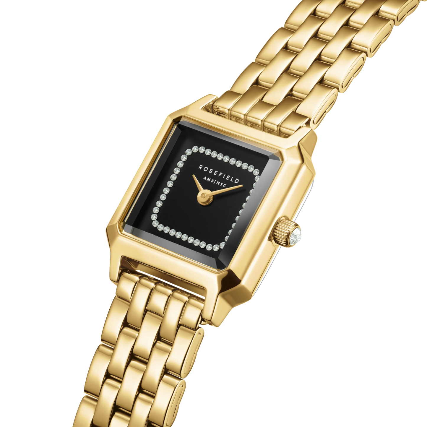 Boxelle Black Crystal Frame Dial Gold Steel