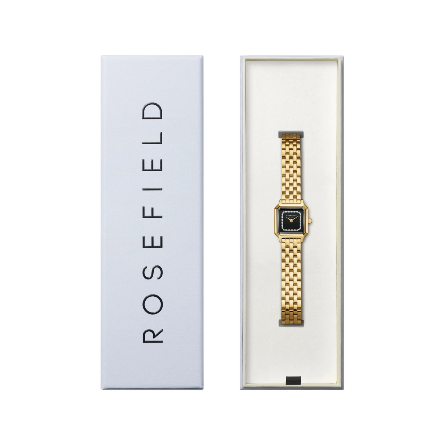 Boxelle Black Crystal Frame Dial Gold Steel