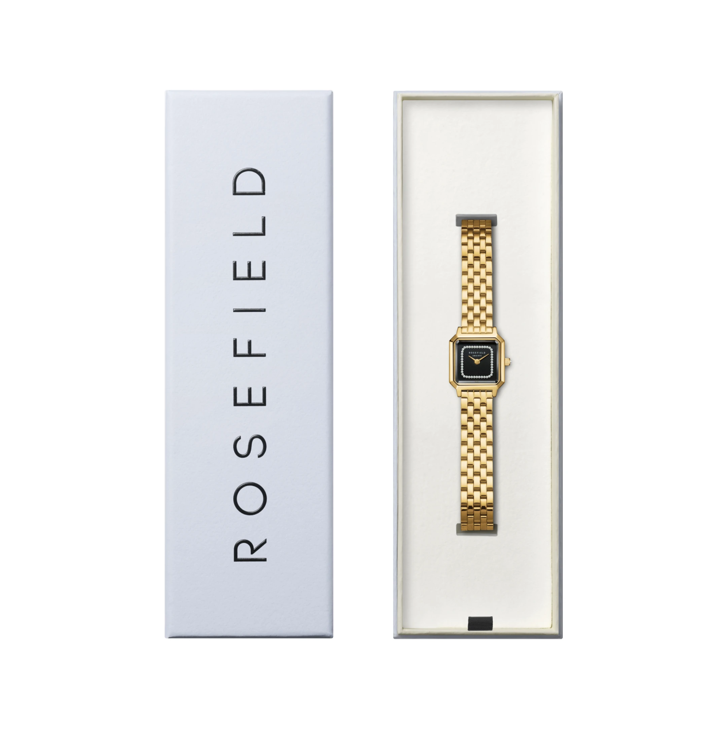 Boxelle Black Crystal Frame Dial Gold Steel