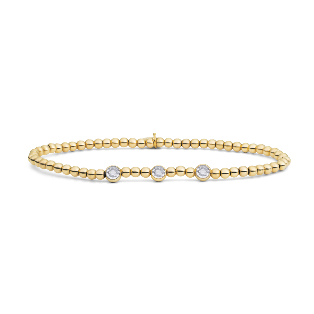 Bracelet | 3 Beads - Gold - CZ