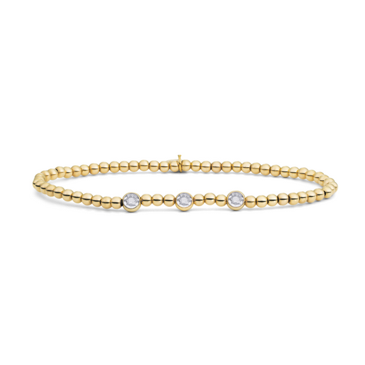 Bracelet | 3 Beads - Gold - CZ
