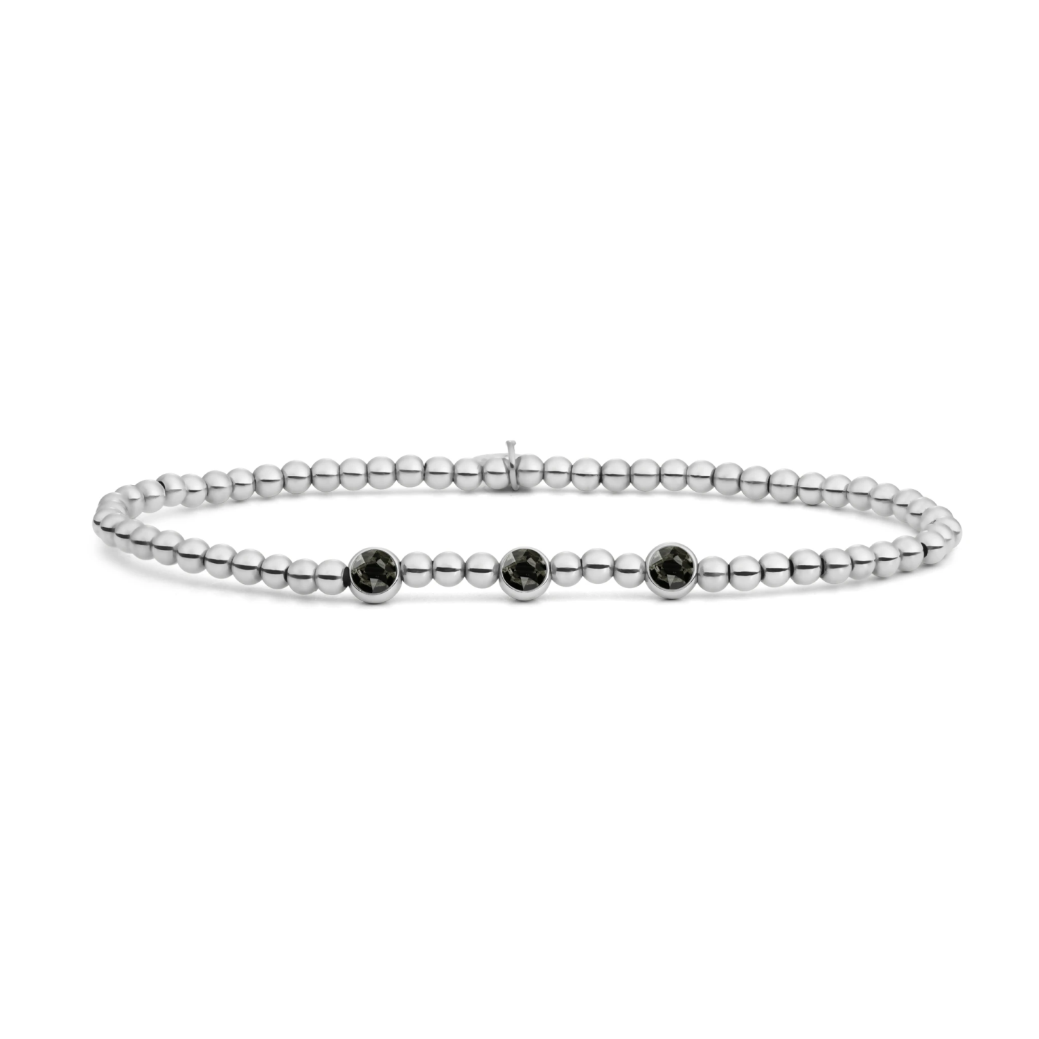 Bracelet | 3 Beads Silver - Black CZ