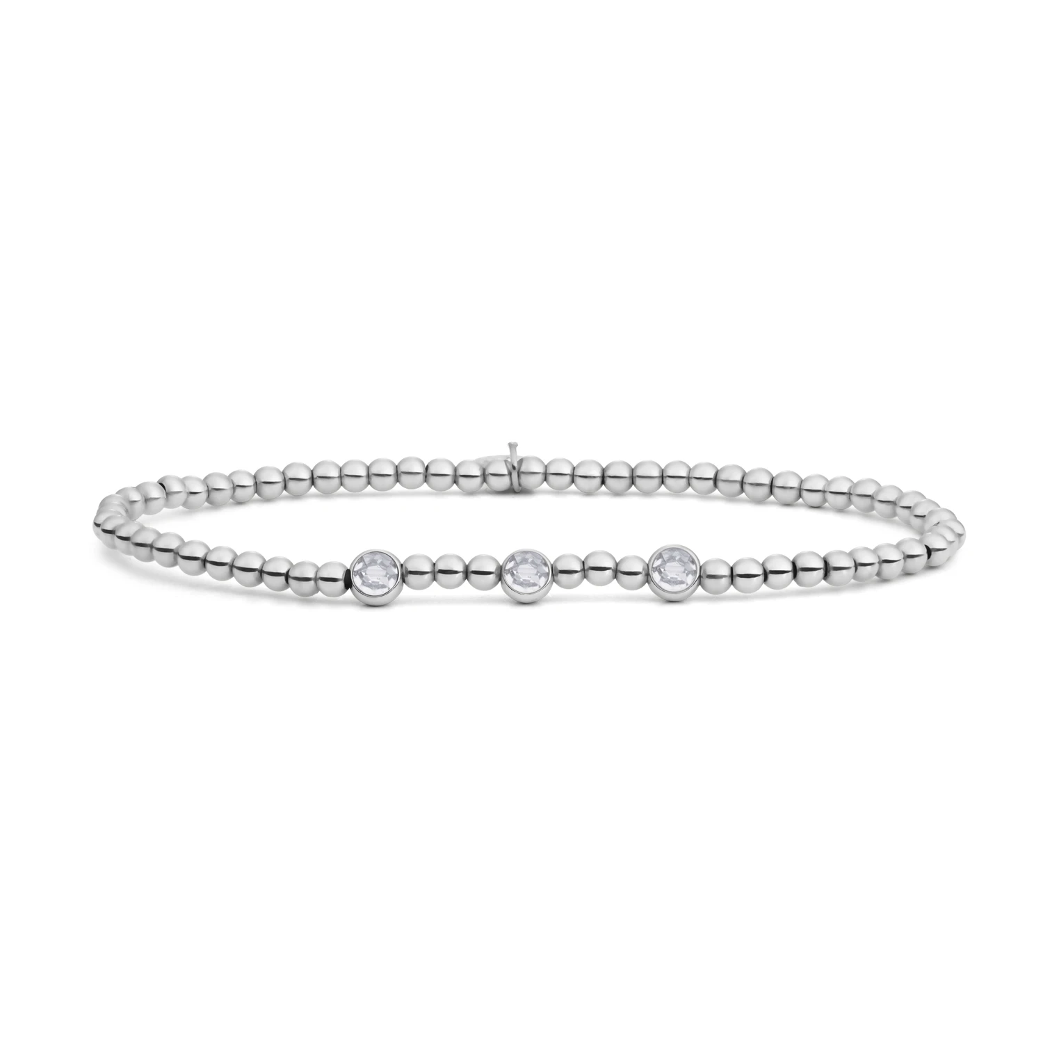Bracelet | 3 Beads Silver - CZ
