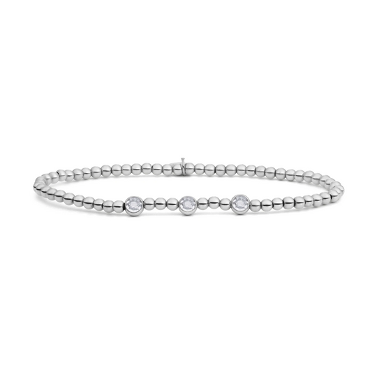 Bracelet | 3 Beads Silver - CZ