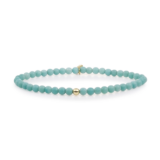 Bracelet | Amazonite Saturn small - Gold 4mm